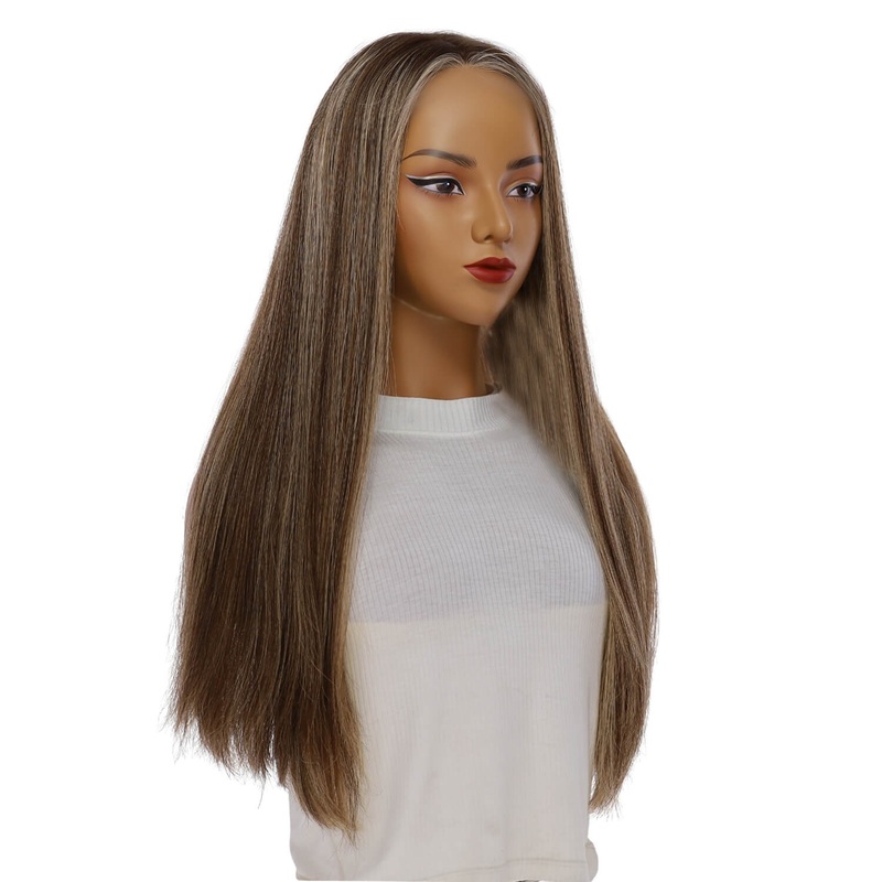 24″ Divine Lace Top Topper Medium Brown w/ Highlights Zig Zag Lace Front