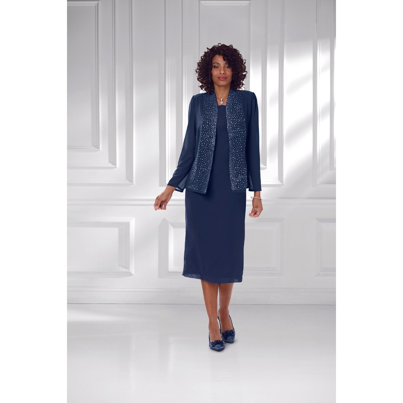 Lines of Shine Jacket Dress by EY Boutique NAVY 14