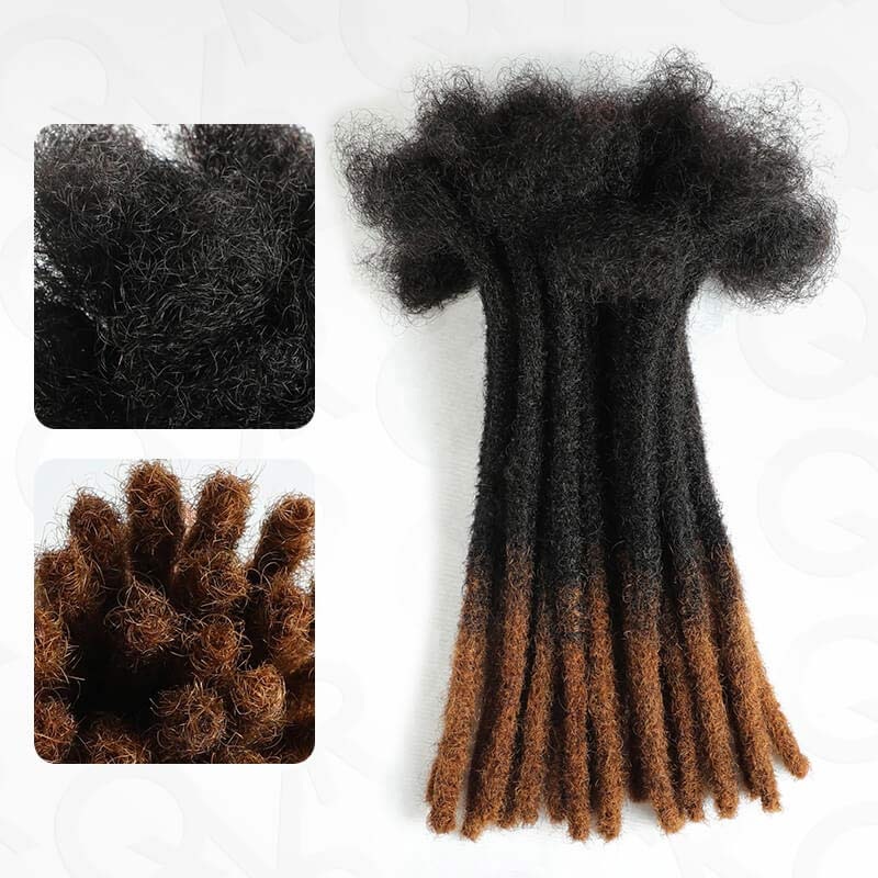 QVR Handmade Dreadlocks Ombre #T1B/30 Color Thickness 0.6cm Loc Extensions Human Hair Ombre #T1B/30 8” 10 Locs