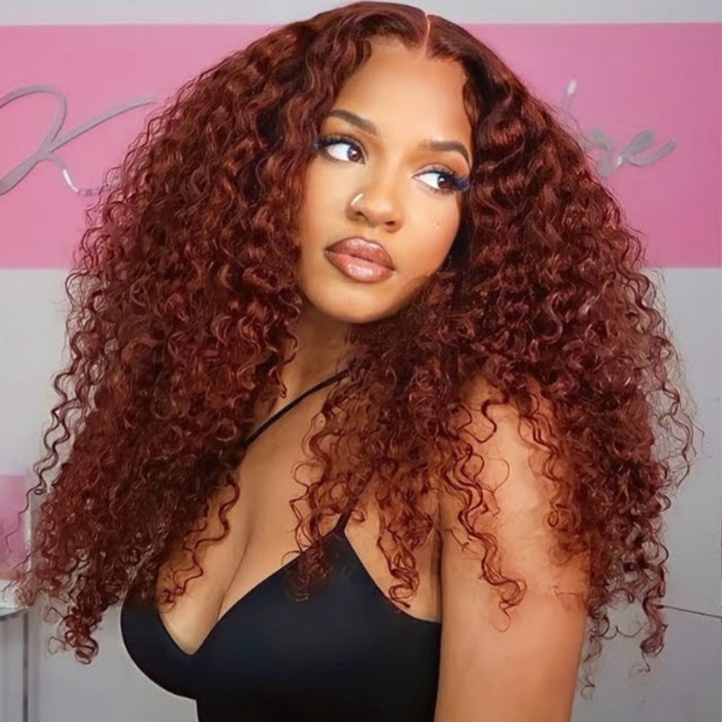 Reddish Brown 5×5/13×4 HD Lace Wig #33 Auburn Colored Deep Wave Lace Front Human Hair Wigs For Women 16 13×4 Lace Deep Wave