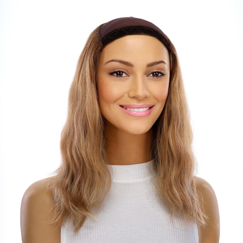 16″ HatFall Wig Medium Blonde Wavy Open Wefted
