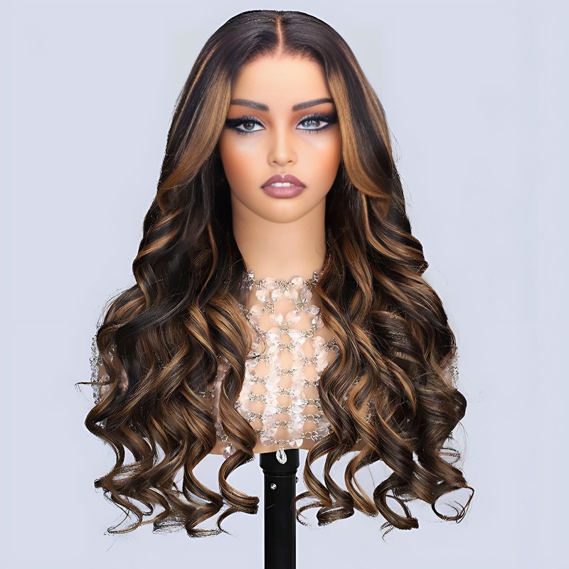 1B/30 Balayage Highlight Colored Body Wave 13×6 HD Lace Frontal Pre Plucked Human Hair Wigs 16 13×6 Full Lace 150%