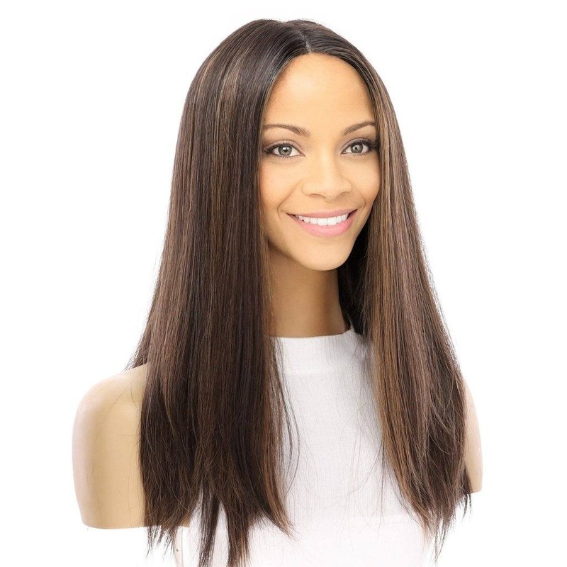 20″ Divine Lace Top Wig Soft Black w/ Highlights Zig Zag Lace Front