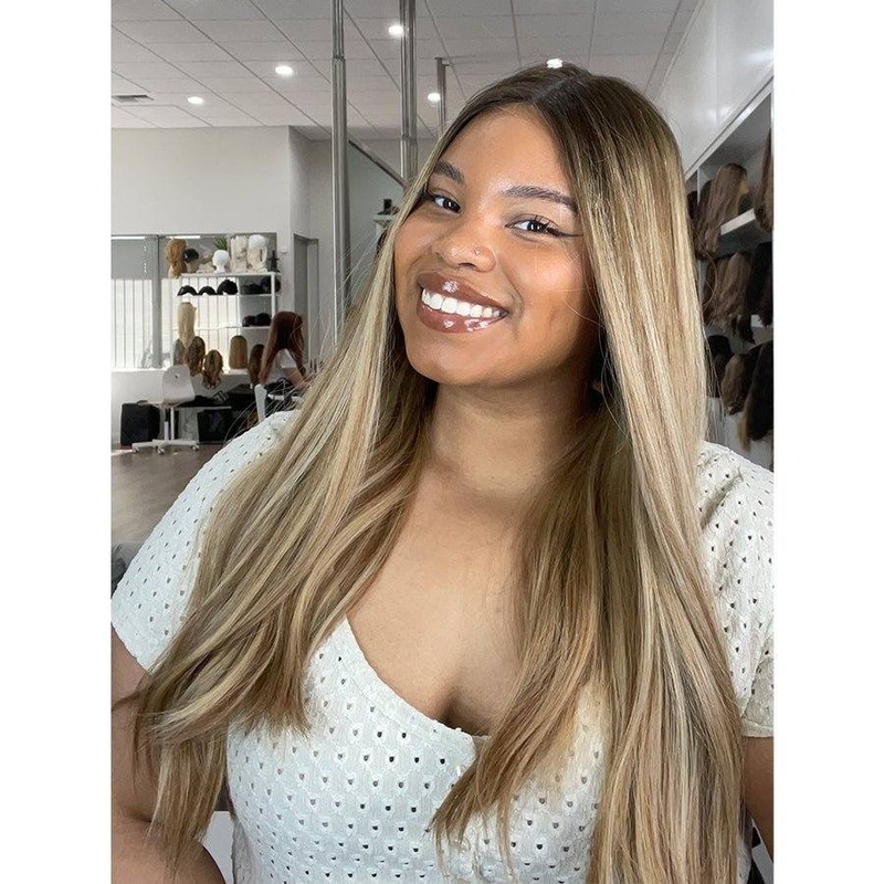 24″ Divine Lace Top Wig Medium Blonde w/ Highlights & Full Rooting