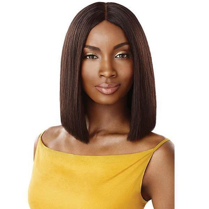 Outre 100% Unprocessed Human Hair Lace Part Daily Wig – STRAIGHT BLUNT CUT BOB 12″/16″ 12″ NBLK