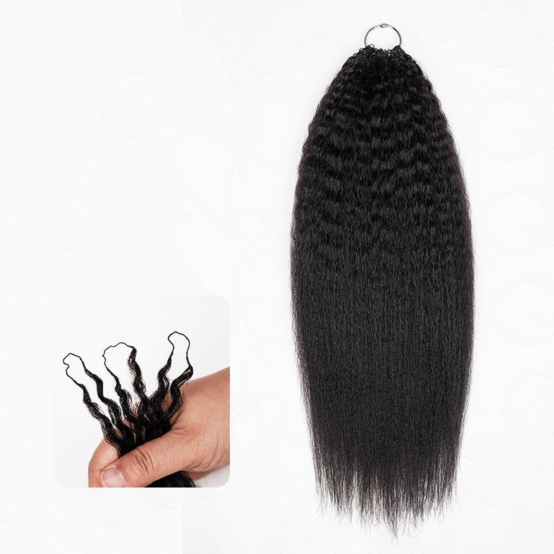 QVR Kinky Straight Crochet Hair Natural Black Machine Made Feather Human Hair Extension Kinky Straight 3 Packs (Most People Choice) 14”