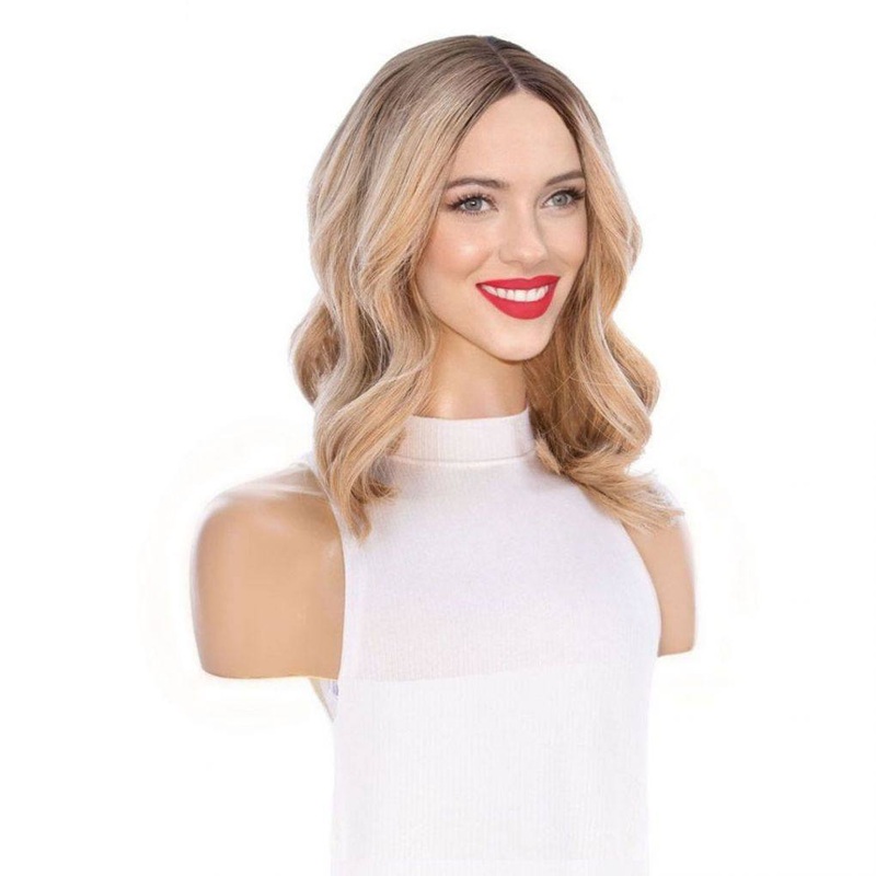 16″ Divine Lace Top Wig Golden Blonde w/ Partial Rooting
