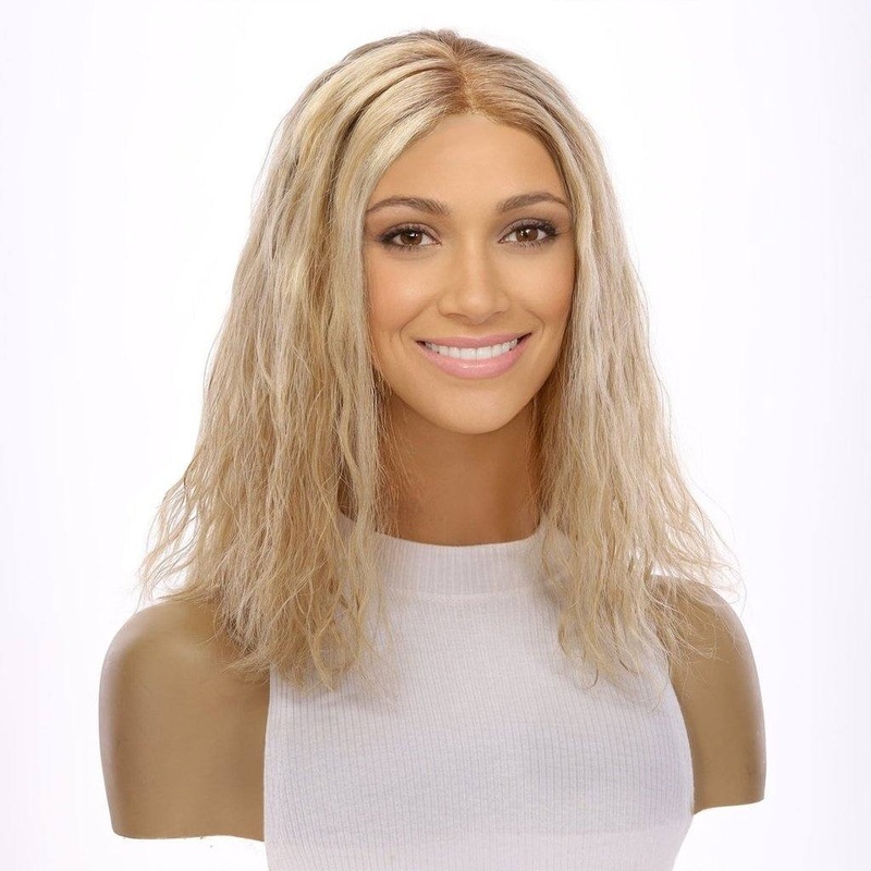 16″ Divine Lace Top Wig Golden Blonde Wavy Zig Zag Lace Front