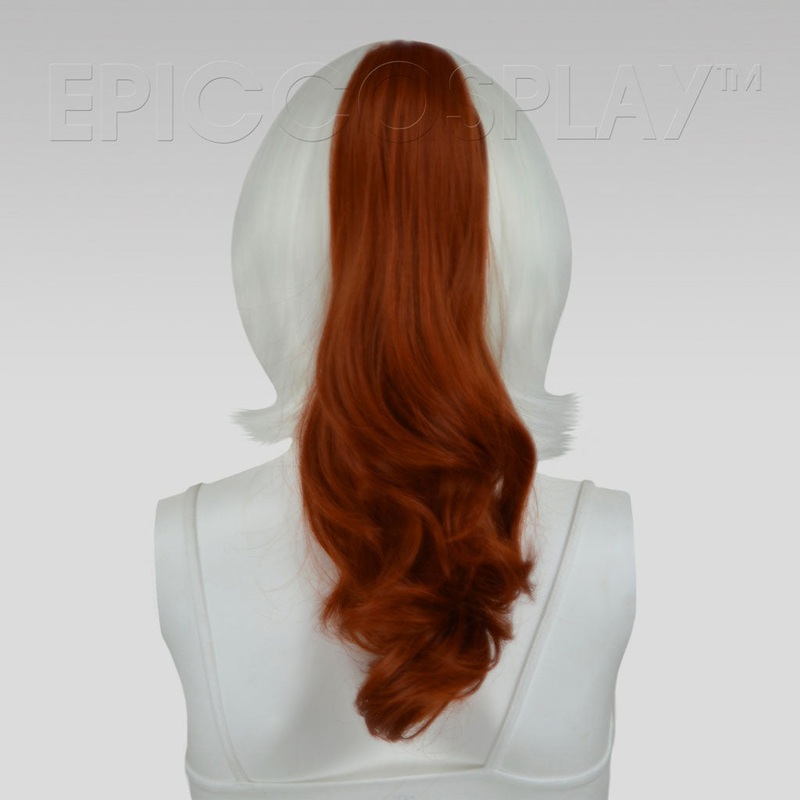 20″ Copper Red Wavy Curly Ponytail Clipon