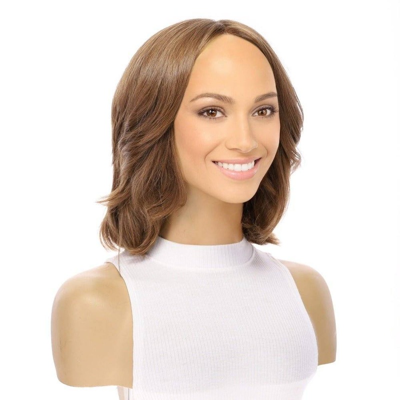 12″ Luxe Pixie Silk Top Wig #12 Warm Light Brown Wavy Zig Zag Lace Front