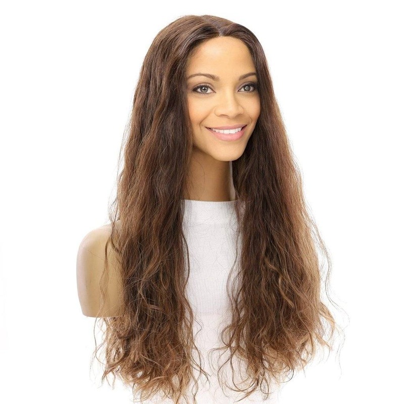 24″ Divine Lace Top Wig Medium Brown Balayage Wavy Zig Zag Lace Front