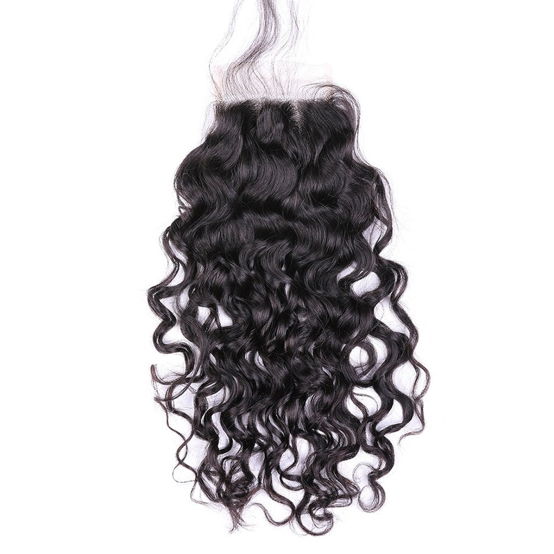 Natural Wave Virgin Curly Hair Black Color 4×4 Lace Closure 4×4 Closure 8