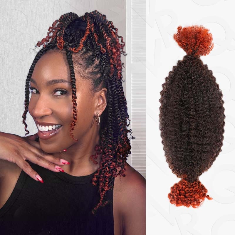 QVR Ombre Spring Twist Hair T1B/350 Color Type 3C 4A Hair Extensions Ombre #T1B/350 3 Packs (Full Head) 14”