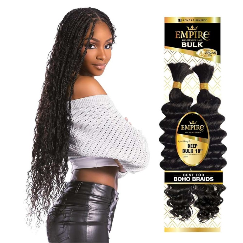 Sensationnel Empire 100% Human Hair For Braiding – Deep Bulk 18″ 1 JET BLACK