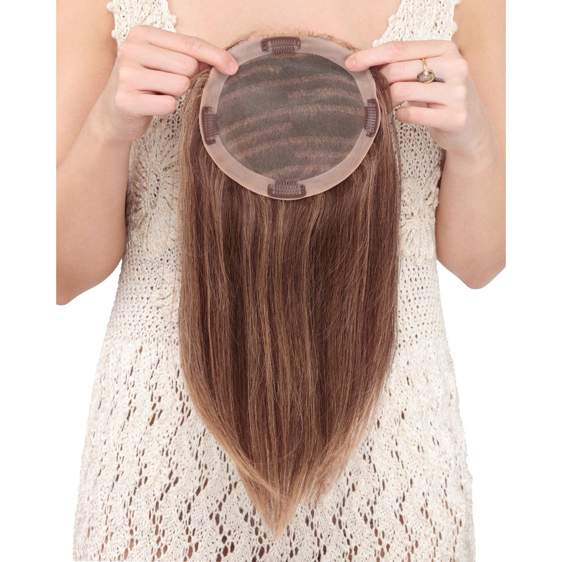 Toppiece 4004 | Monofilament Human Hair Wiglets by Louis Ferre Bronzed Brown