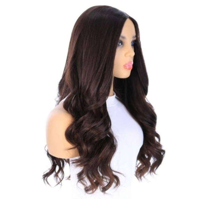 26″ Amber Silk Top Wig Dark Brown Zig Zag Lace Front