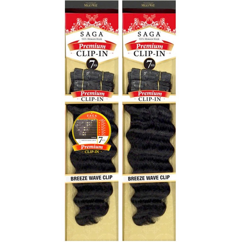 Saga 100% Human Hair Premium Clip In 7pcs Weave – BREEZE WAVE 18″ 613