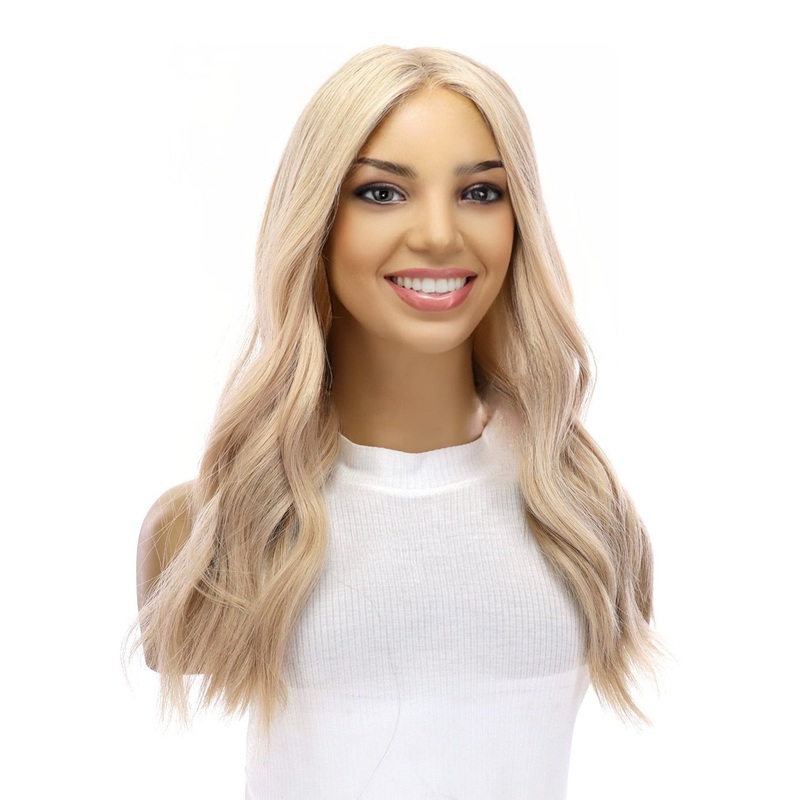 20″ Divine Lace Top Topper Beige Blonde w/ No Rooting Zig Zag Lace Front