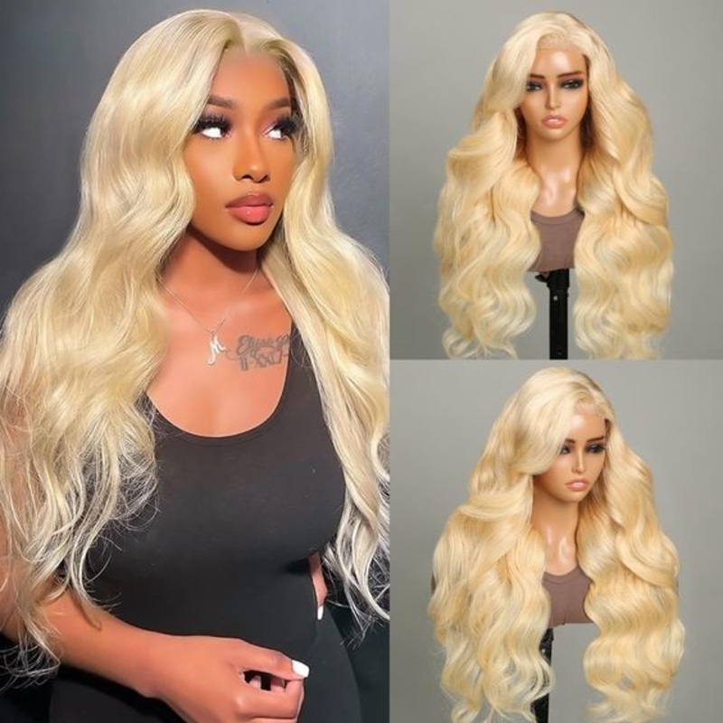QVR Remy 613 Blonde 13X4 13X6 HD Transparent Lace Front Wig 100% Human Hair Wigs Body Wave Wigs 14” 150% 13×4 Lace
