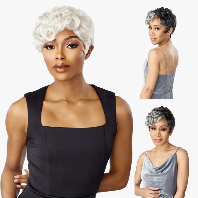 Sensationnel Empire Salt & Pepper Human Hair Wig – Flora 1 JET BLACK