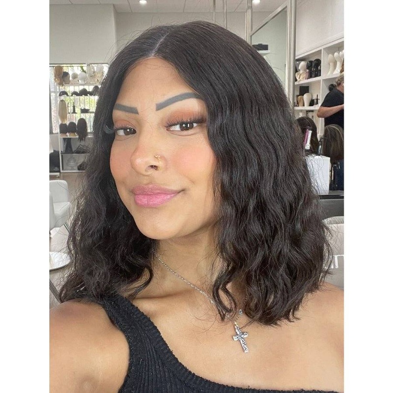 14″ Divine Lace Top Wig Natural Black Wavy