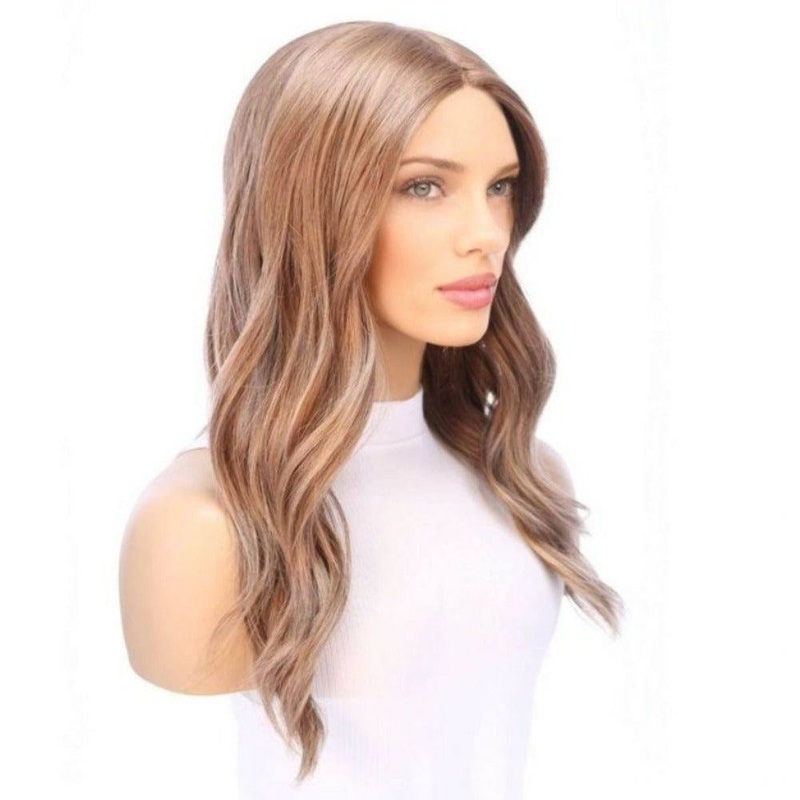 22″ Ponytail Silk Part Wig Light Brown Babylight Zig Zag Lace Front