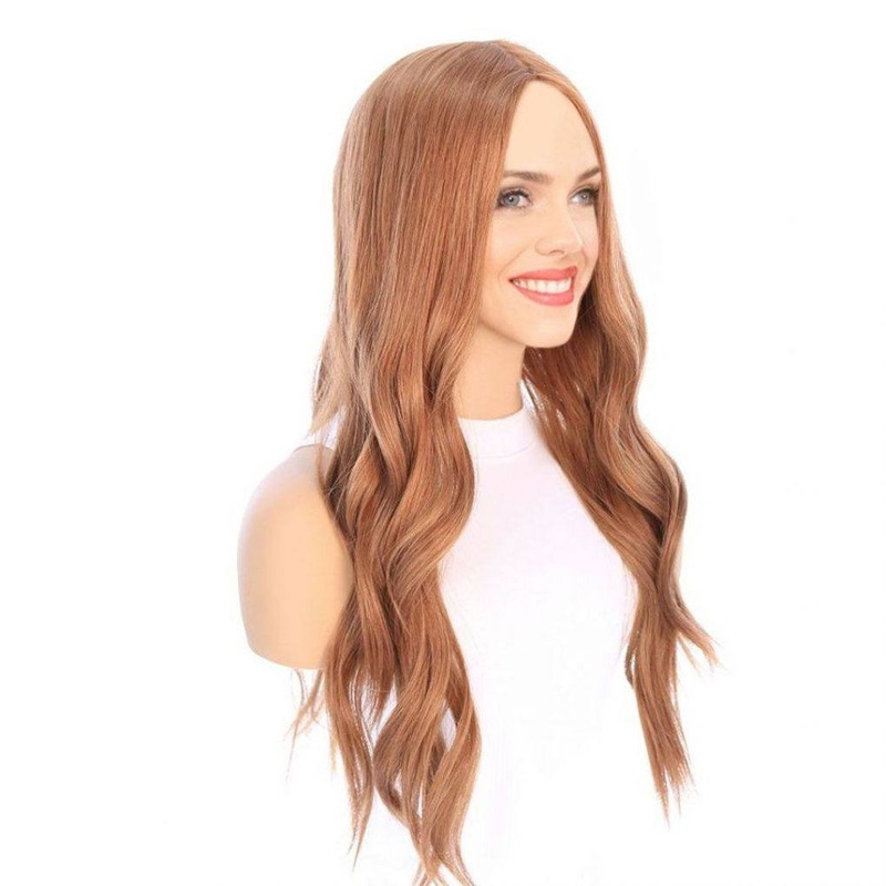 26″ Ponytail Silk Top Strawberry Blonde Wig Zig Zag Lace Front