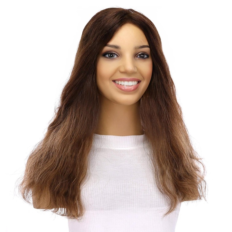 18″ Topaz Lace Top Topper Medium Brown Balayage Wavy 3 x 5″