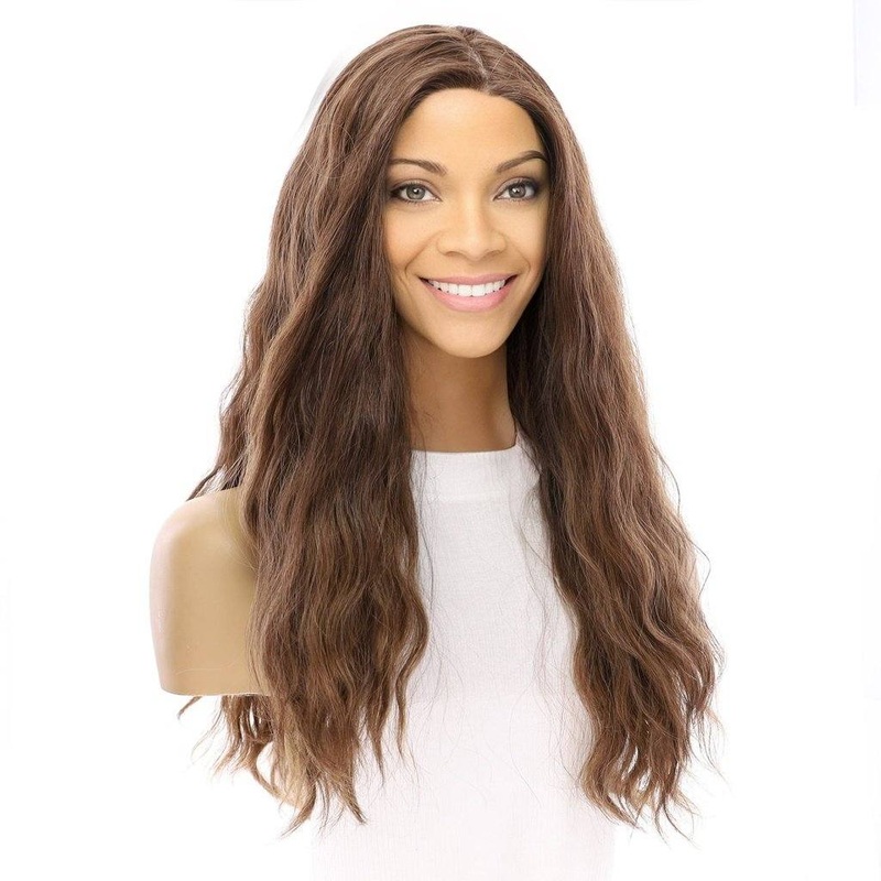 24″ Gisele Silk Top Wig Medium Brown Babylight Wavy Zig Zag Lace Front