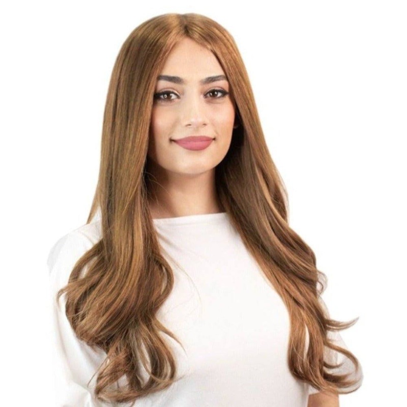 26″ Amber Silk Top Wig Strawberry Blonde Zig Zag Lace Front