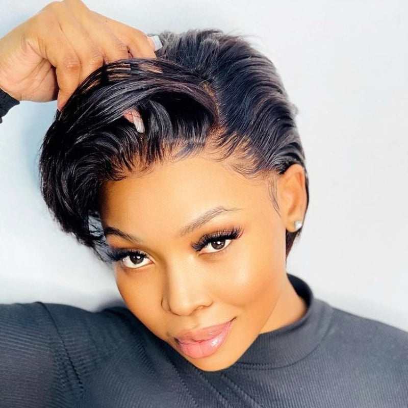 BOGO|Boss Lady Side Part Pixie Cut Wigs C Part Lace