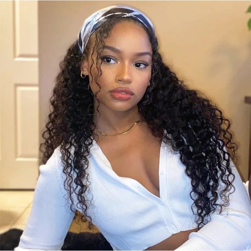 Deep Wave Headband Wigs Human Hair With Headband For Women, Beginner And Lazy Girls Friendly 10 150%