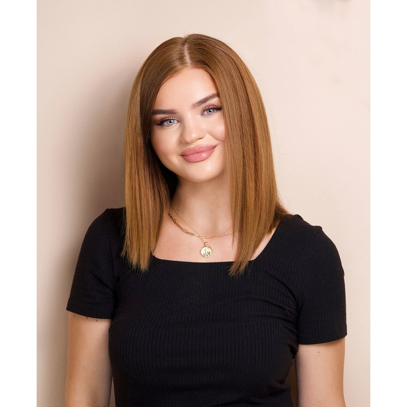 long bob human wig  – 12″ light brown.