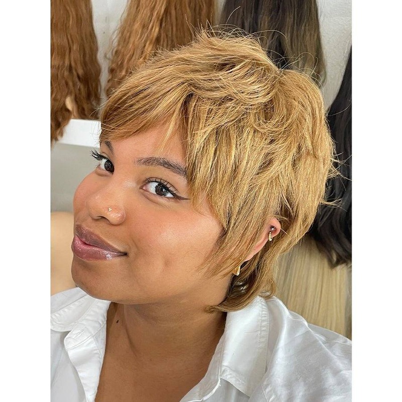 12″ Luxe Pixie Silk Top Wig #27/30 Strawberry Blonde