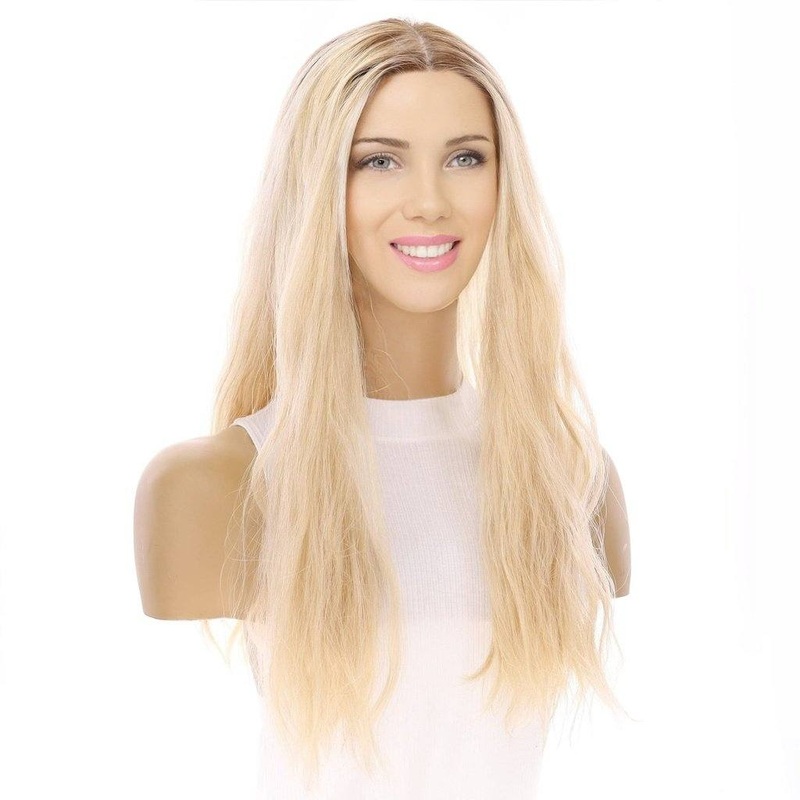 22″ Princess Silk Top Wig Beige Blonde Wavy Zig Zag Lace Front