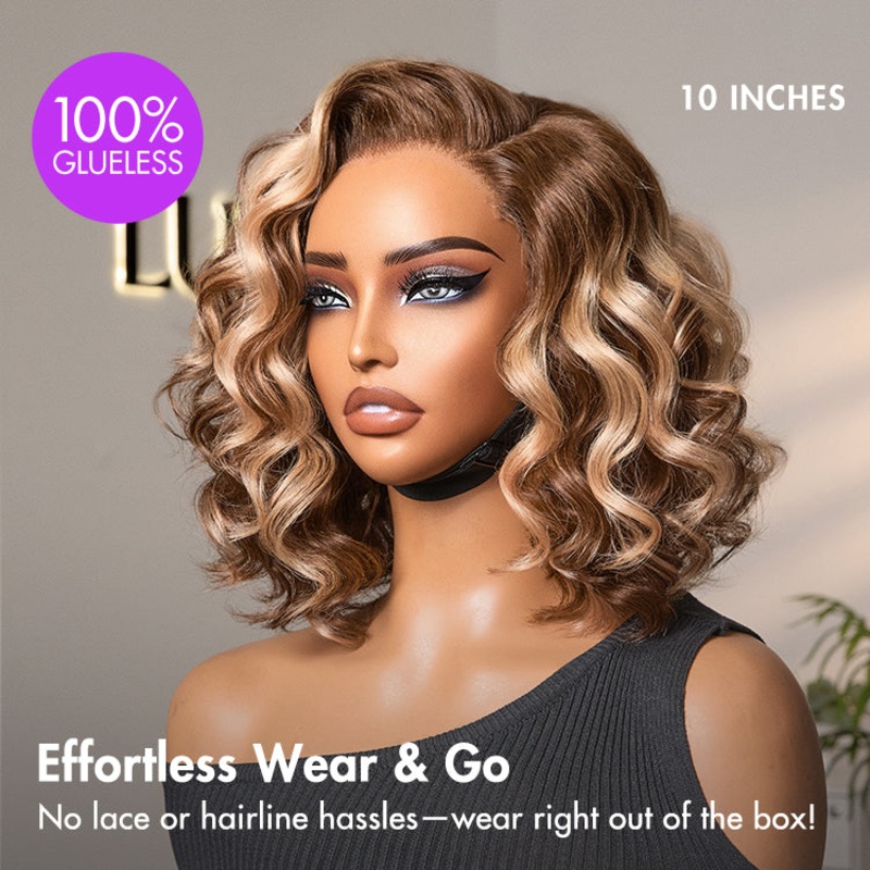 VIP DAY ONLY | 10 Inches Ash Blonde Highlight Loose Wave Glueless Minimalist HD Lace Wig Pre-Cut Lace – US Only 10