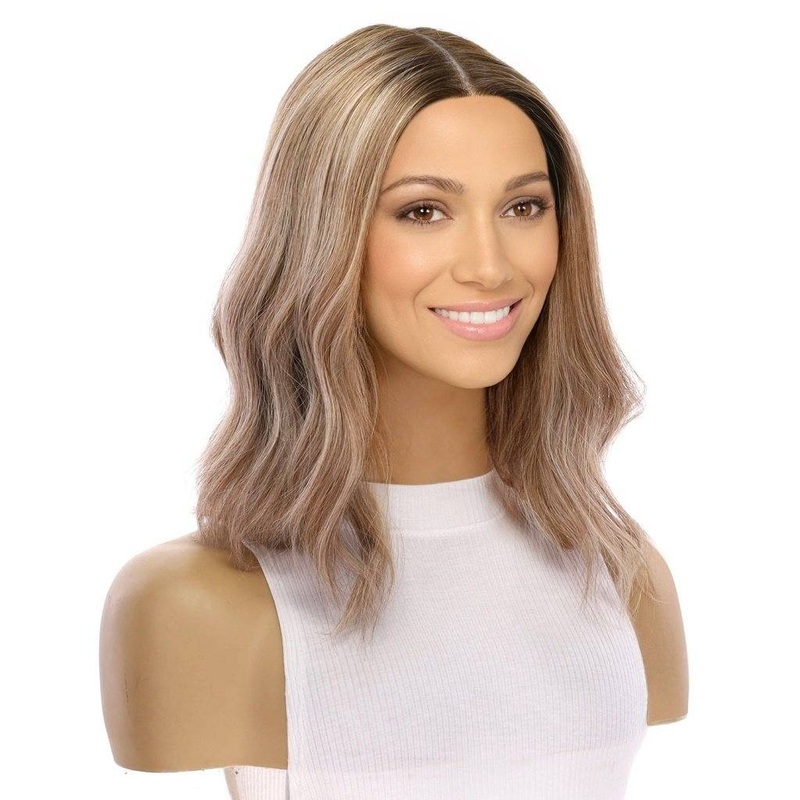 16″ Divine Lace Top Wig Ashy Blonde w/ Highlights Zig Zag Lace Front