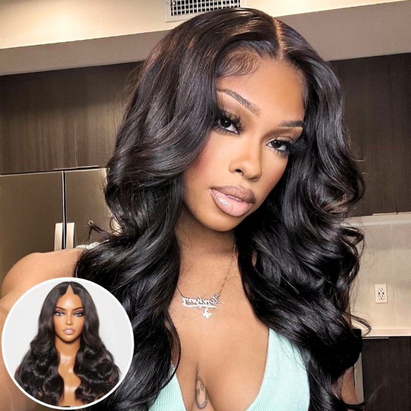 Beginner Friendly Glueless Loose Body Wave V Part Wig 100% Human Hair 16