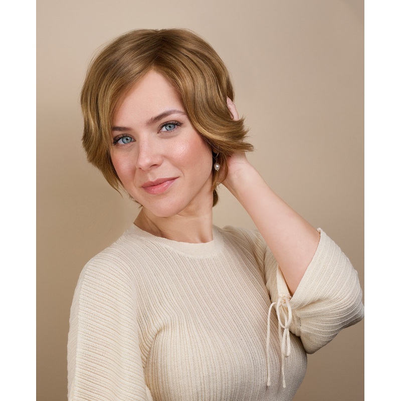 european virgin hair wig – 6″ medium blonde.