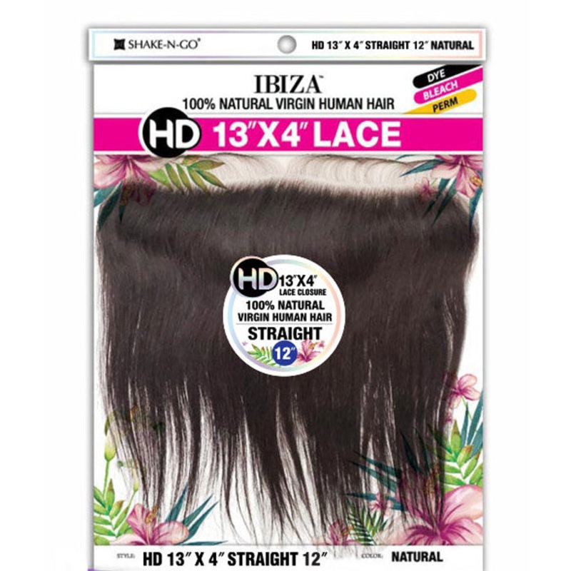 Freetress Ibiza 100% Natural Virgin Human Hair HD 13X4 Lace Closure – STRAIGHT 12″ NATURAL
