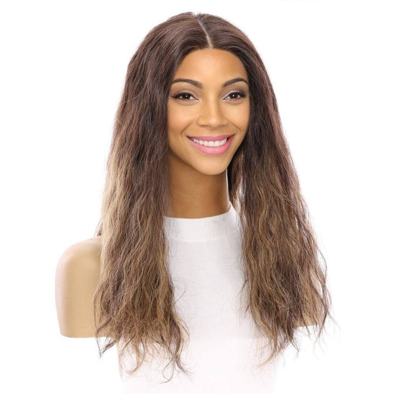 20″ Divine Lace Top Wig Dark Brown Balayage Wavy Zig Zag Lace Front