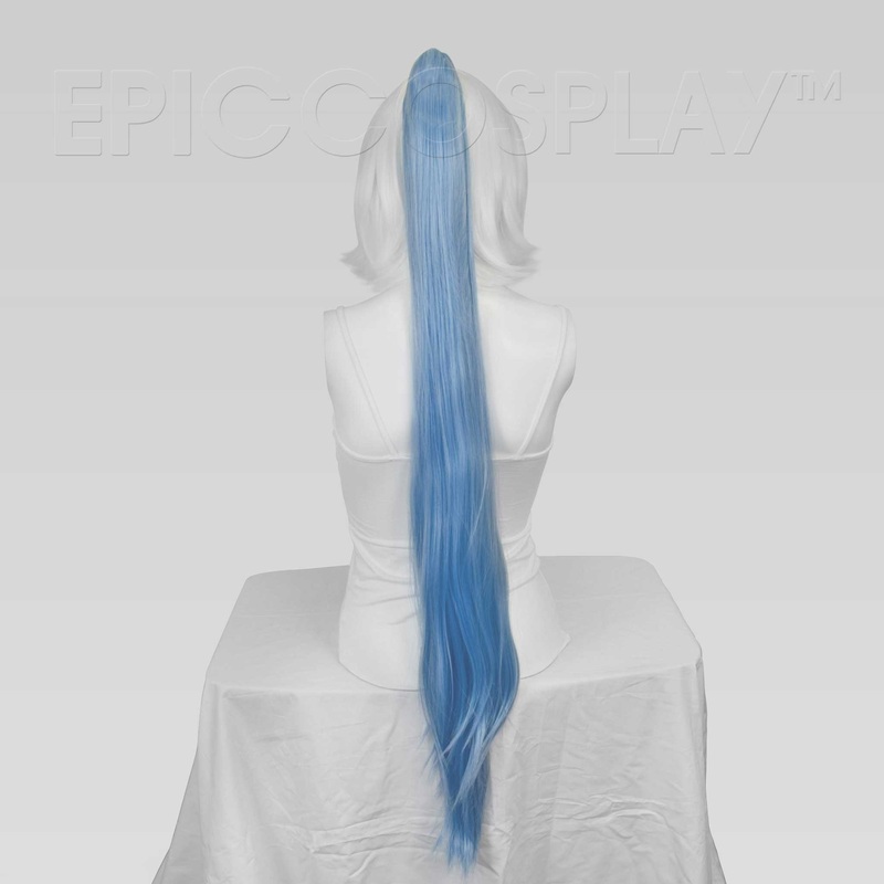35″ Ice Blue Straight Ponytail Clipon