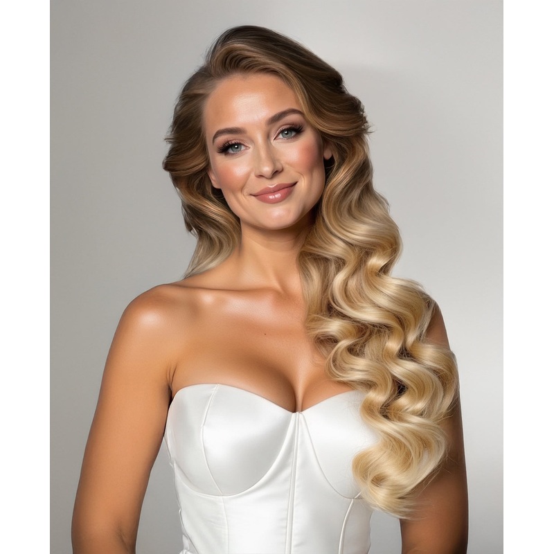 clip-in hair extensions dirty blonde rootmelt. 14″ Classic