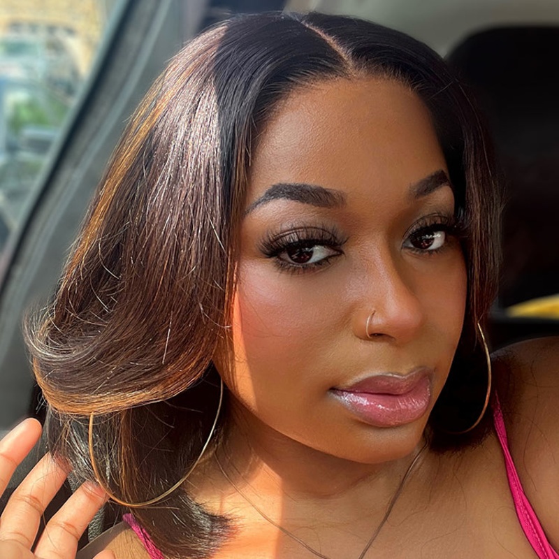 New Customers Only | Limited Design | Blonde Highlights Glueless 5×5 Closure HD Lace Stacked Bob Wig | Large & Small Cap Size S (21.5 inches) 10 (Pre-order | 5-Day Crafting) No