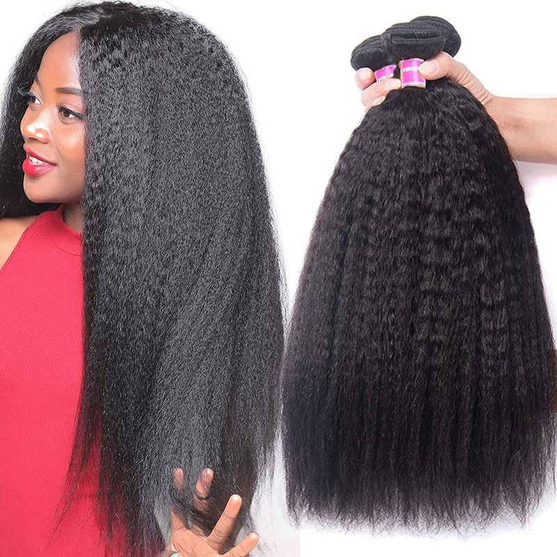 QVR Kinky Straight 4 Bundles Unprocessed Virgin Human Hair Weaves 8”8”8”8” 10A Human Virgin Hair