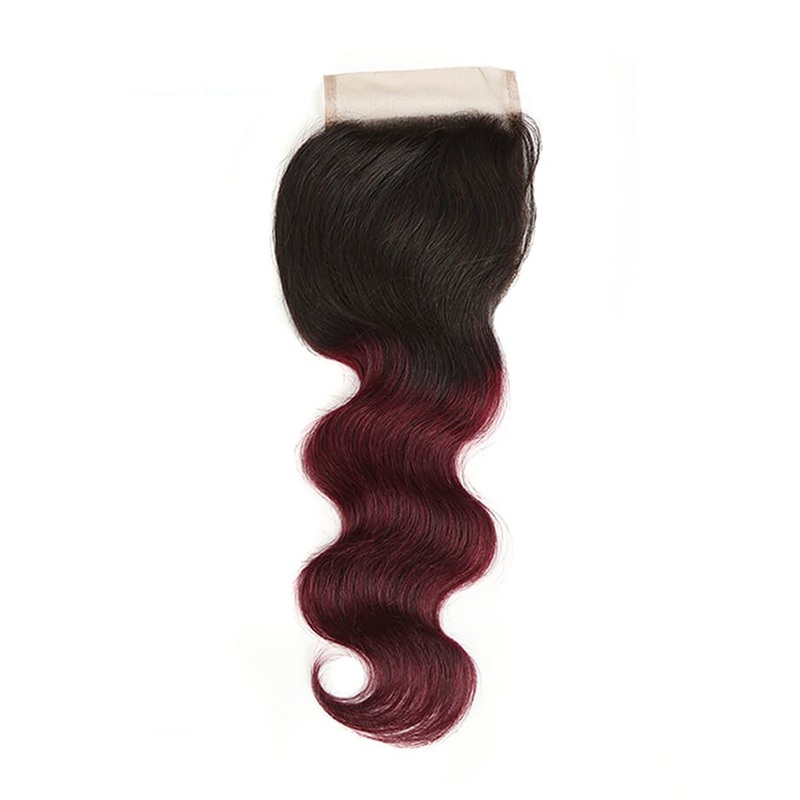 QVR Remy Human Hair 4×4 Closure Body T1B/99J 10″