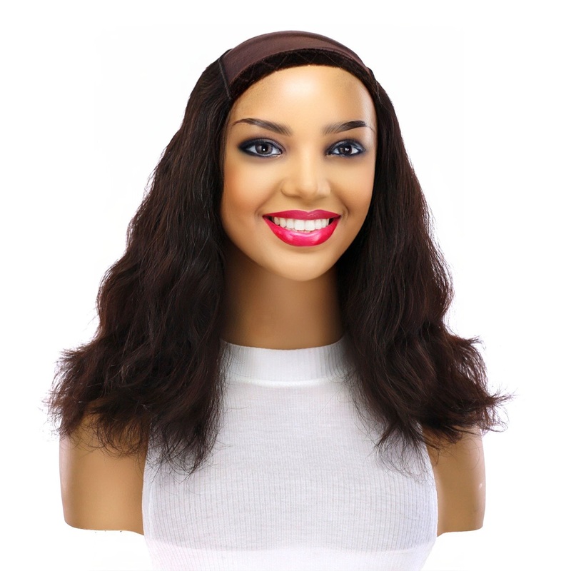 16″ HatFall Wig Natural Black Wavy Open Wefted