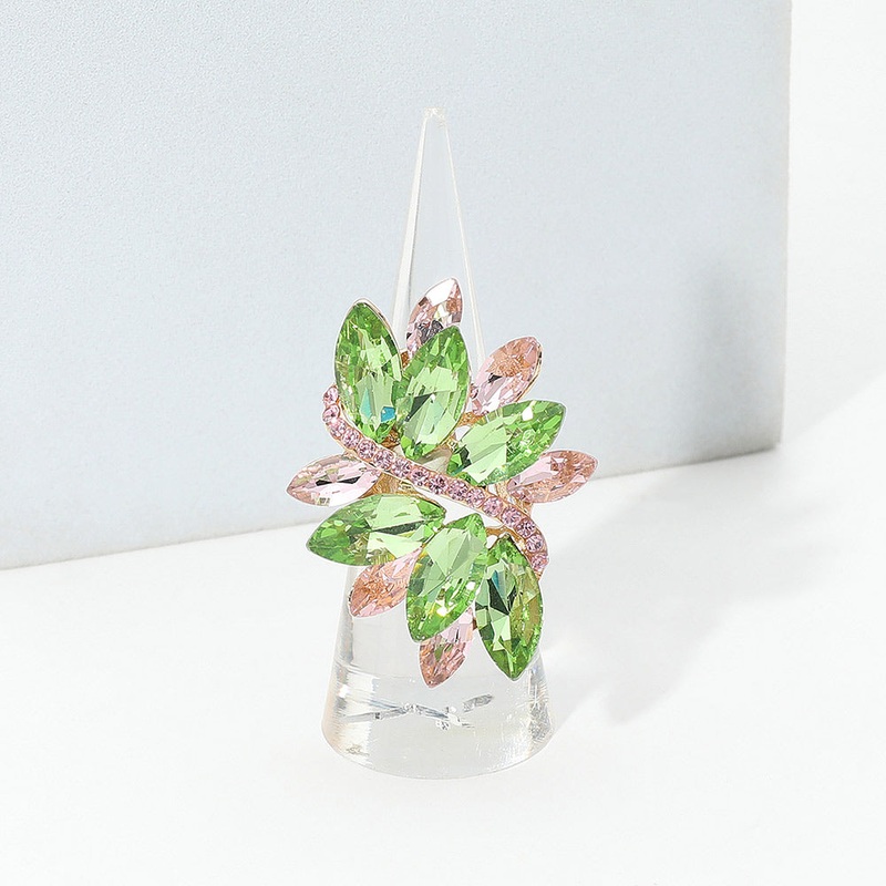 Marquise Crystal Cluster Stretch Ring Green, Pink, Pink&Green