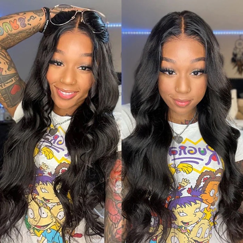 Put on go Glueless Body Wave Pre Cut 8×5 HD Lace Closure Wig Large & Small Cap Size 16 8×5 Lace 220% Density M (22.5 inches)