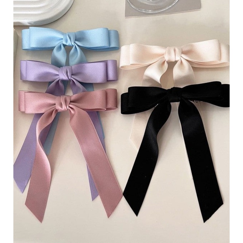 Ribbon hair bow Beige One Size